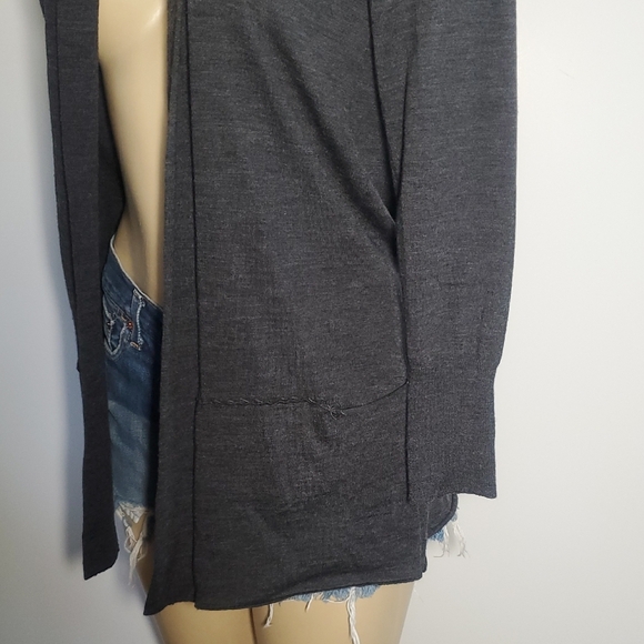 Eileen Fisher 100% MerinoWool Cardigan Sz Petite M Open Sweater Long Sleeve Grey - Picture 4 of 13